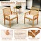 7 Piece Outdoor Dining Table Set Acacia Wood Umbrella Hole Cushioned Chairs Natural